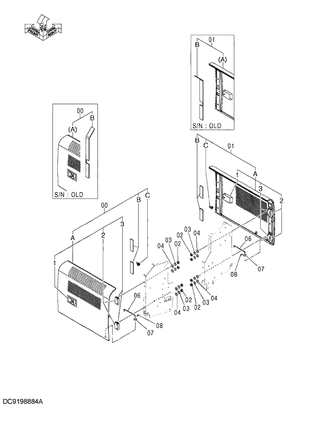 Схема запчастей Hitachi ZX120-E - 196_TROPICAL COVER (060001-). 01 UPPERSTRUCTURE