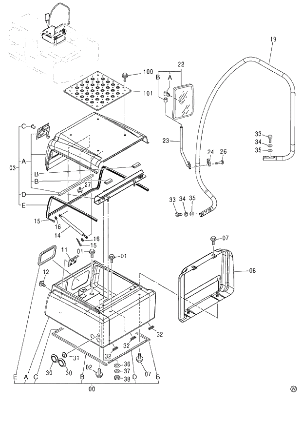 Схема запчастей Hitachi ZX130H - 200_TOOL COVER (060001-). 01 UPPERSTRUCTURE