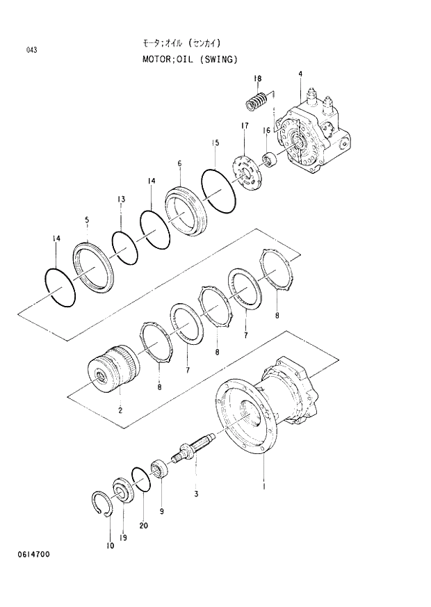 Схема запчастей Hitachi EX120-2 - 043 OIL MOTOR (SWING) (030001 -). 02 MOTOR