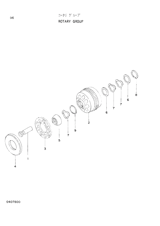 Схема запчастей Hitachi EX120-2 - 045 ROTARY GROUP (030001 -). 02 MOTOR