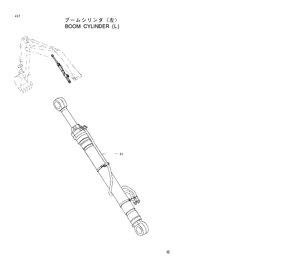 Схема запчастей Hitachi EX350LCH-5 - 457 BOOM CYLINDER (L) 03 FRONT