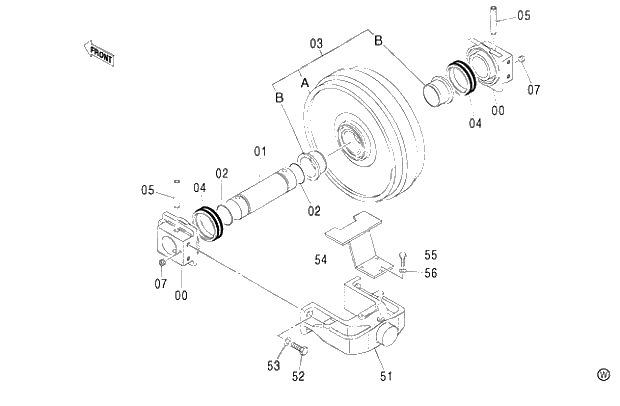 Схема запчастей Hitachi ZX450LCH - 006 FRONT IDLER (LC TRACK) (450LC,450LCH 010001-460LCH 050001-). 02 UNDERCARRIAGE