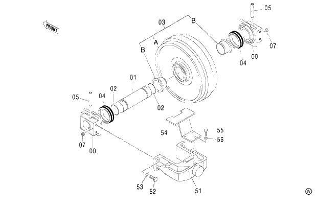 Схема запчастей Hitachi ZX480MTH - 008 FRONT IDLER (R)(STD. TRACK) (010001-). 02 UNDERCARRIAGE