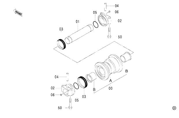 Схема запчастей Hitachi ZX480MTH - 012 LOWER ROLLER (LC TRACK) (450LC,450LCH 010001-460LCH 050001-). 02 UNDERCARRIAGE