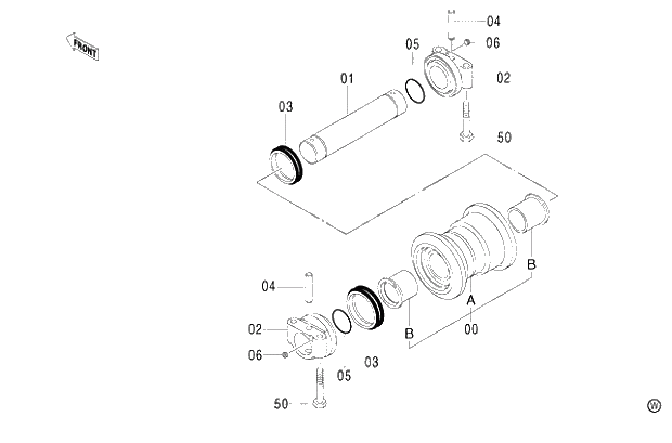 Схема запчастей Hitachi ZX460LCH - 014 LOWER ROLLER (STD. TRACK) (010001-). 02 UNDERCARRIAGE