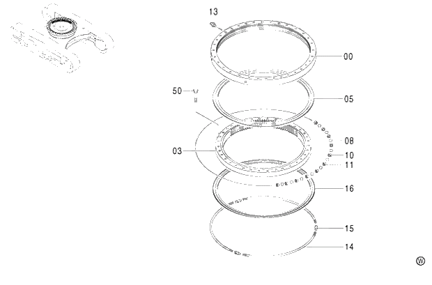 Схема запчастей Hitachi ZX460LCH - 017 SWING BEARING 460 (050001-). 02 UNDERCARRIAGE