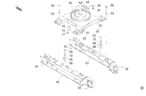 Схема запчастей Hitachi ZX480MTH - 018 TRACK FRAME (LC TRACK) 450LC,450LCH (010001-). 02 UNDERCARRIAGE