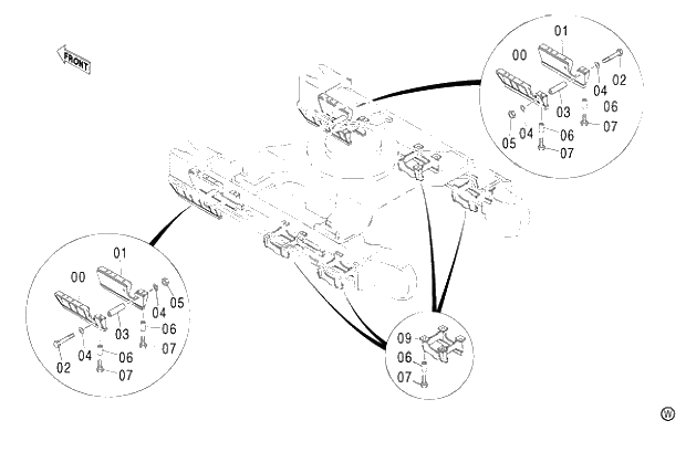 Схема запчастей Hitachi ZX480MTH - 024 TRACK GUARD 450LC (010001-). 02 UNDERCARRIAGE