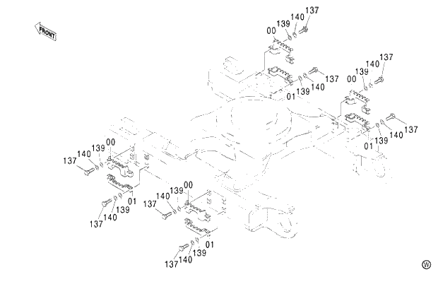 Схема запчастей Hitachi ZX450LCH - 032 TRACK SIDE STEP MTH (010001-). 02 UNDERCARRIAGE