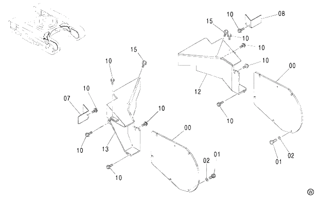 Схема запчастей Hitachi ZX450H - 050 TRAVEL PIPING COVER (MT TRACK) (010001-). 02 UNDERCARRIAGE