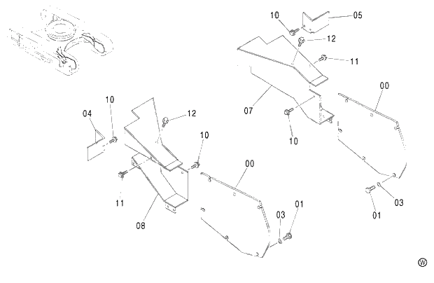 Схема запчастей Hitachi ZX450 - 051 TRAVEL PIPING COVER (STD. TRACK, LC TRACK) (450,H 010001-460 050001-). 02 UNDERCARRIAGE