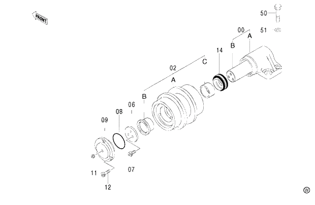 Схема запчастей Hitachi ZX480MT - 054 UPPER ROLLER (STD. TRACK) (010001-). 02 UNDERCARRIAGE