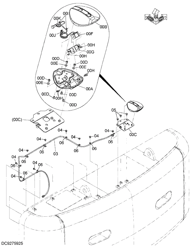 Схема запчастей Hitachi ZX470H-5G - 017 REAR CAMERA 09 ELECTRIC SYSTEM