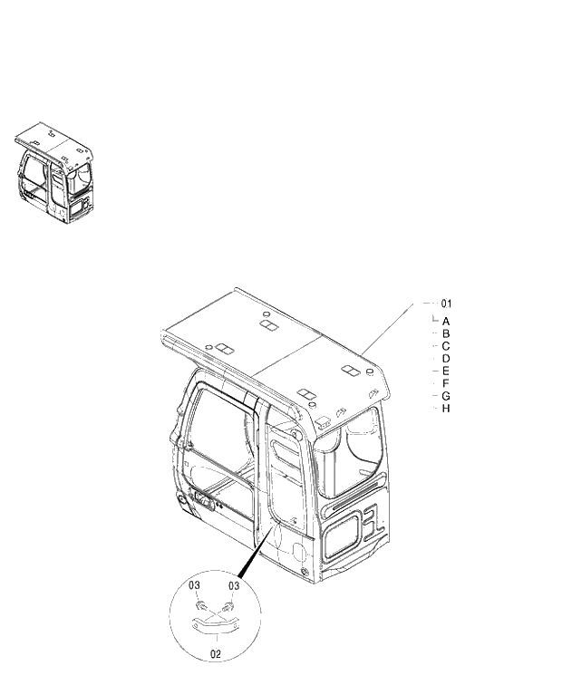 Схема запчастей Hitachi ZX450H - 029 CAB (OPG) 460 (050001-). 01 UPPERSTRUCTURE