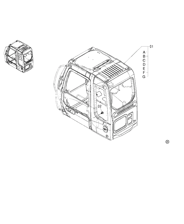 Схема запчастей Hitachi ZX450 - 032 CAB (WITH VANDAL HOOK) 460 (050001-). 01 UPPERSTRUCTURE