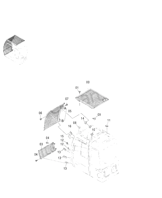 Схема запчастей Hitachi ZX480MTH - 033 CAB GUARD 450,460,MT (450,MT 010001-460 050001-). 01 UPPERSTRUCTURE