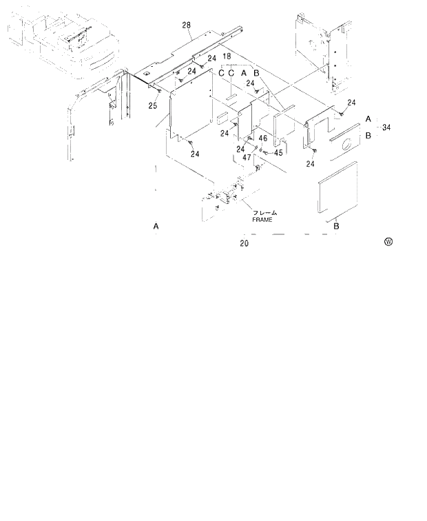 Схема запчастей Hitachi ZX450LC - 057 COVER (2-2) 460 (050001-). 01 UPPERSTRUCTURE