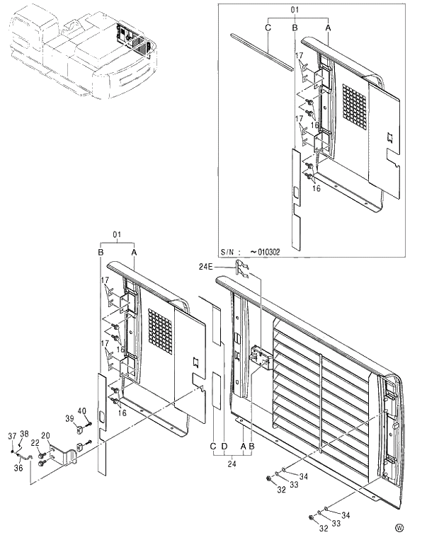 Схема запчастей Hitachi ZX450H - 064 COVER (3-2) 450,H,MT,MTH (010001-). 01 UPPERSTRUCTURE