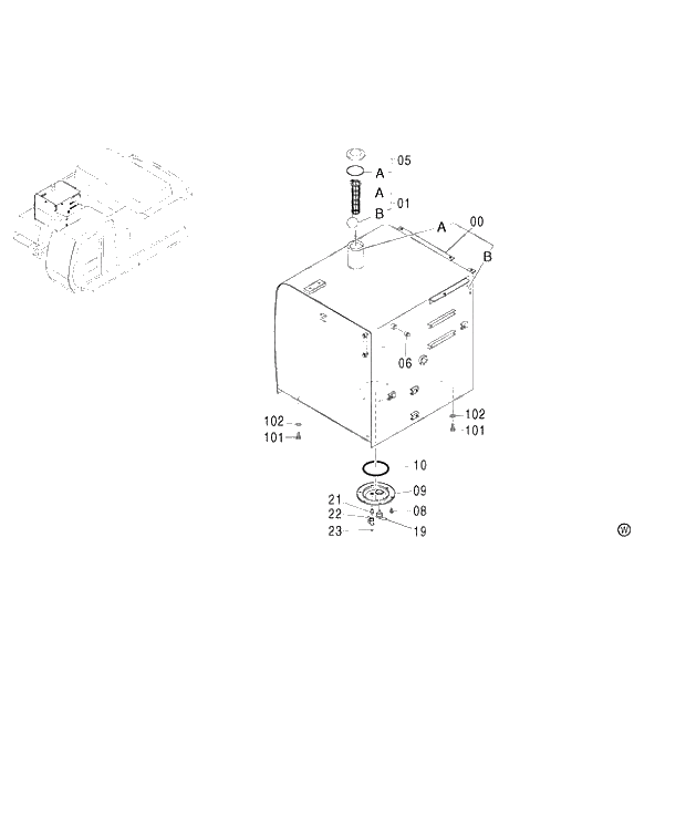 Схема запчастей Hitachi ZX480MT - 122 FUEL TANK 450,H,MT,MTH (010001-). 01 UPPERSTRUCTURE