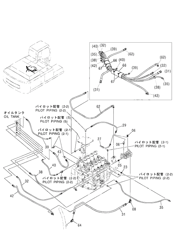 Схема запчастей Hitachi ZX450H - 153 PILOT PIPING (4-1) 460 (050001-). 01 UPPERSTRUCTURE