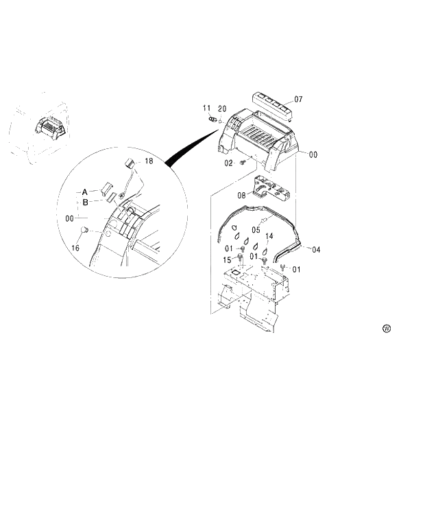 Схема запчастей Hitachi ZX450LC - 171 REAR BOX (AIR-CON.) (450,H,MT,MTH 010001-460 050001-). 01 UPPERSTRUCTURE