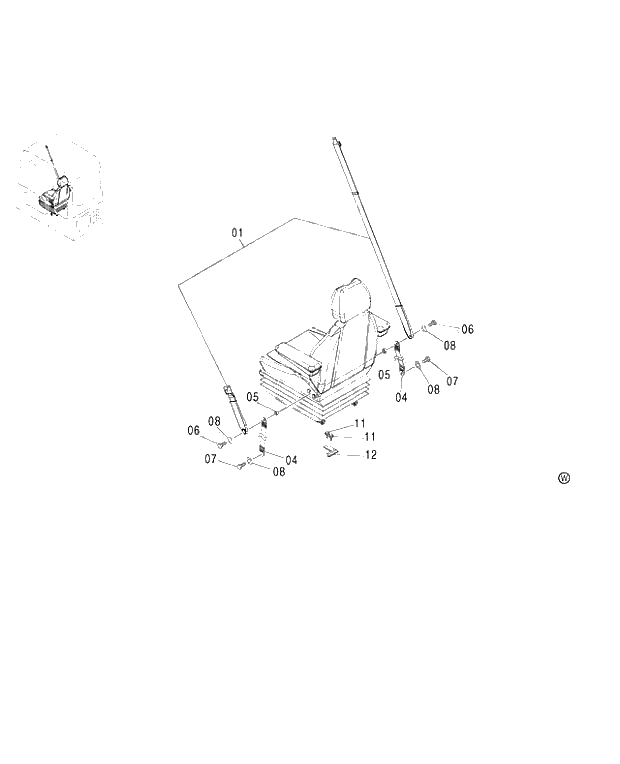 Схема запчастей Hitachi ZX450LC - 188 SEAT BELT (SUSPENSION SEAT) 460 (050001-). 01 UPPERSTRUCTURE