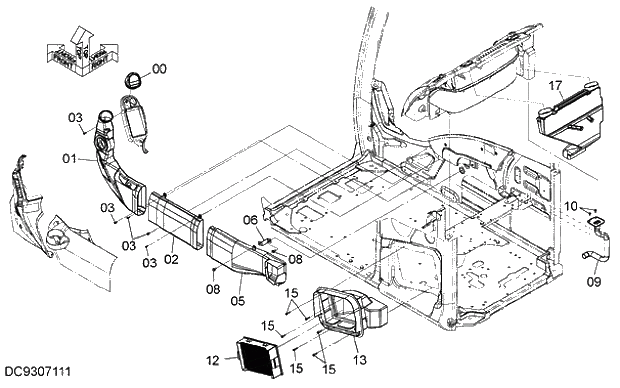 Схема запчастей Hitachi ZX280LC-5G - 010 DUCT (WITH AIR-CONDITIONER) 10 AIR CONDITIONER HEATER