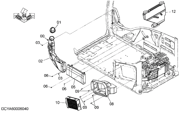 Схема запчастей Hitachi ZX280LC-5G - 011 DUCT (WITHOUT AIR-CONDITIONER) 10 AIR CONDITIONER HEATER