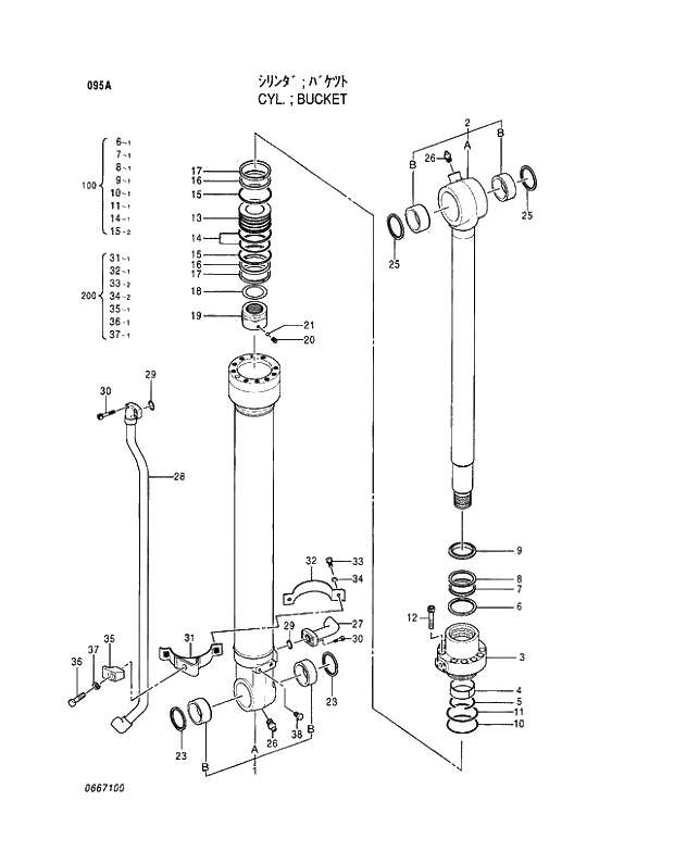 Схема запчастей Hitachi EX120-5 - 095 CYL.;BUCKET 04 CYLINDER