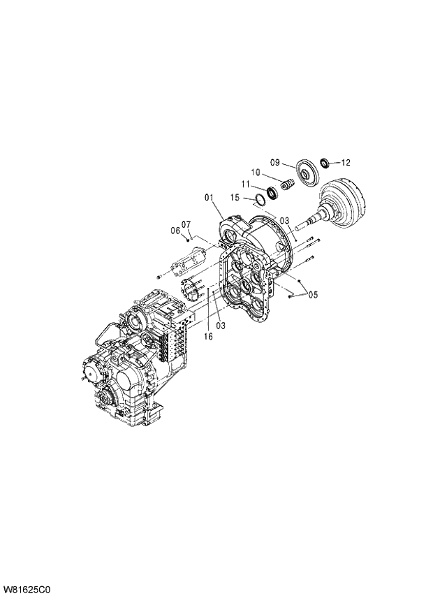 Схема запчастей Hitachi ZW220 - 287_TRANSMISSION (8_22) 6CG,HCG,HEG (005101-009999). 05 POWER TRAIN