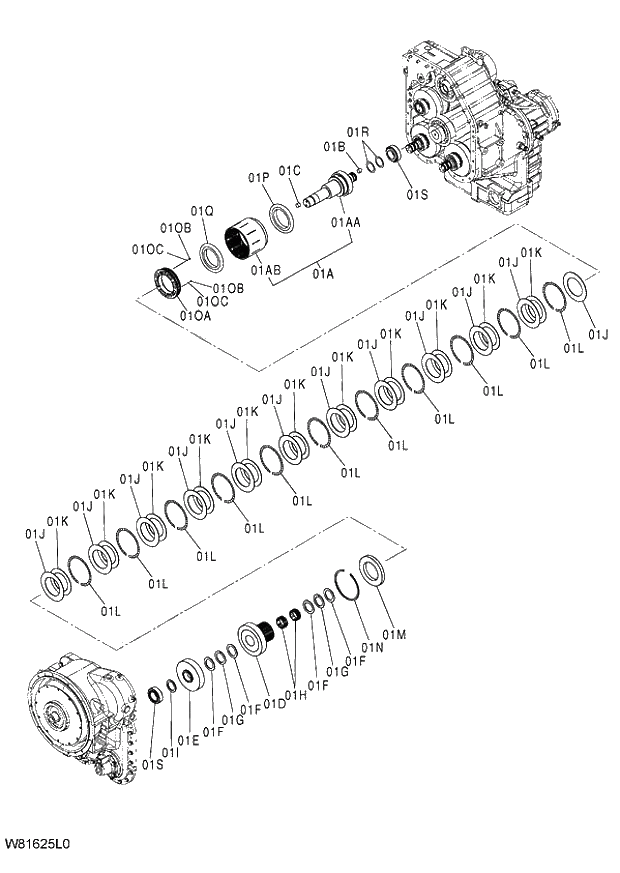 Схема запчастей Hitachi ZW220 - 295_CLUTCH ASSY F 6CG,HCG,HEG (005101-009999). 05 POWER TRAIN