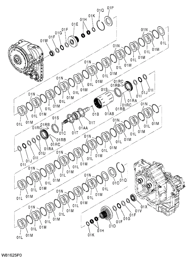 Схема запчастей Hitachi ZW220 - 298_CLUTCH ASSY 3 AND 4 6CG,HCG,HEG (005101-009999). 05 POWER TRAIN