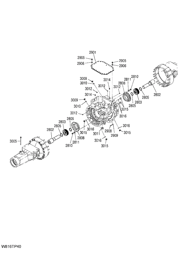 Схема запчастей Hitachi ZW220 - 312_AXLE ASSY (F) (2_4) (TPD) (000101-004999, 005101-). 05 POWER TRAIN