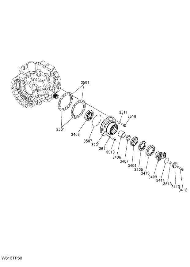 Схема запчастей Hitachi ZW220 - 314_AXLE ASSY (F) (4_4) (TPD) (000101-004999, 005101-). 05 POWER TRAIN