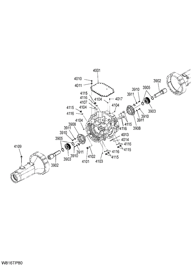 Схема запчастей Hitachi ZW220 - 316_AXLE ASSY (R) (2_4) (TPD) (000101-004999, 005101-). 05 POWER TRAIN