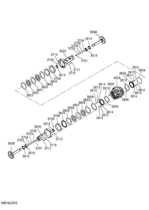 Схема запчастей Hitachi ZW220 - 323_AXLE ASSY (R) (1_4) (LSD) (000101-004999, 005101-). 05 POWER TRAIN