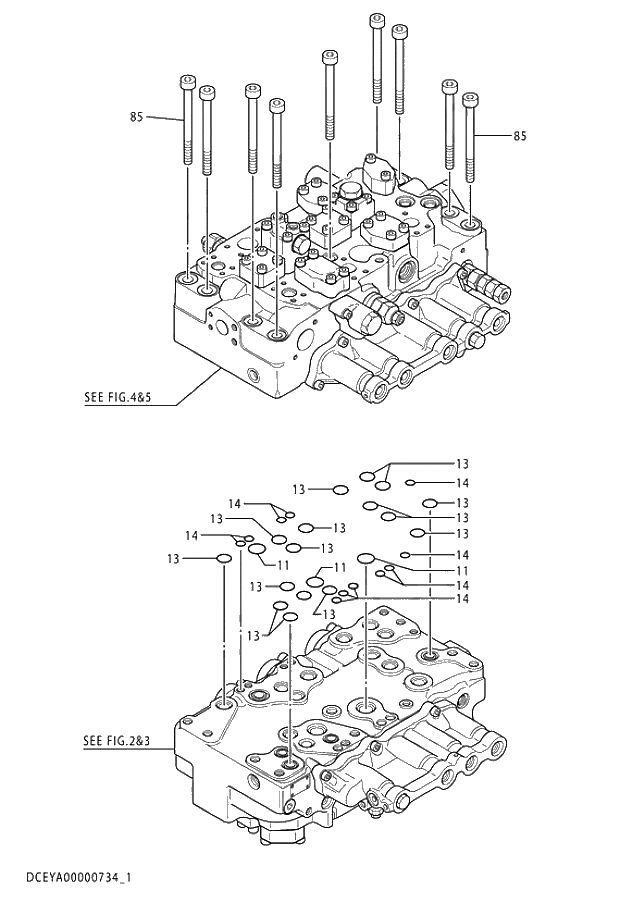 Схема запчастей Hitachi ZX350LCK-5G - 001 VALVE;CONTROL (1-5) 03 VALVE