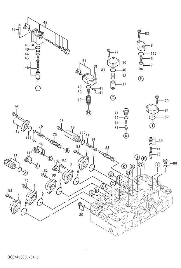 Схема запчастей Hitachi ZX330LC-5G - 005 VALVE;CONTROL (5-5) 03 VALVE