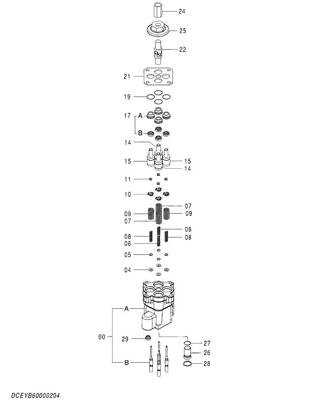 Схема запчастей Hitachi ZX350LCH-5G - 006 VALVE;PILOT (FRONT,SWING) 03 VALVE