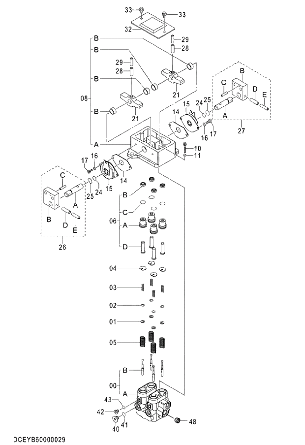 Схема запчастей Hitachi ZX350H-5G - 007 VALVE;PILOT (TRAVEL) 03 VALVE