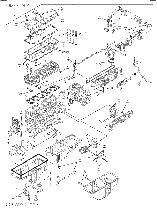 Схема запчастей Hitachi ZW250 - 005_ENGINE GASKET KIT. 005_ENGINE GASKET KIT.