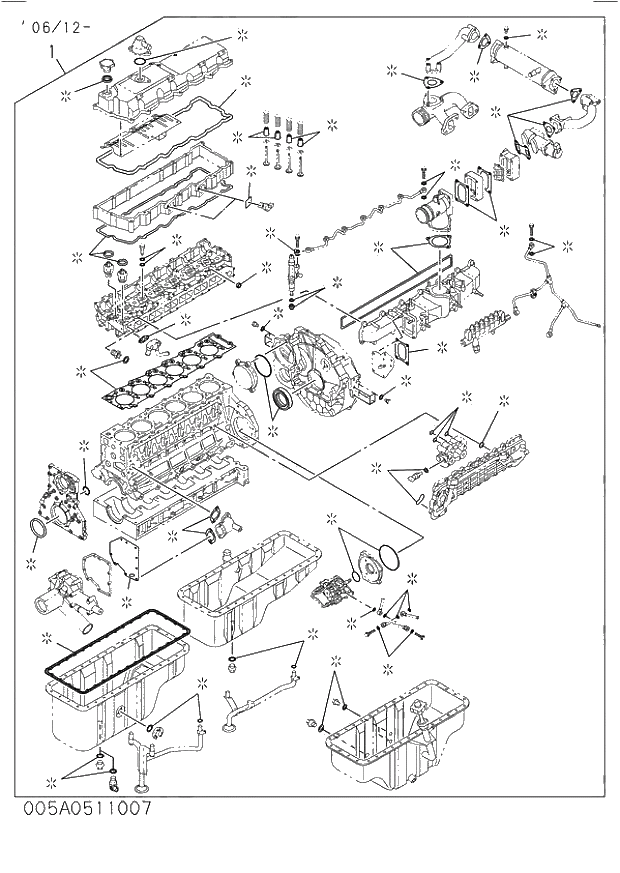 Схема запчастей Hitachi ZW250 - 005_ENGINE GASKET KIT. 005_ENGINE GASKET KIT.