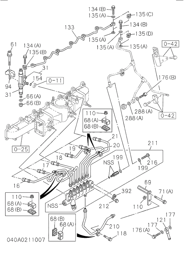 Схема запчастей Hitachi ZW250 - 040_FUEL INJECTION SYSTEM. 040_FUEL INJECTION SYSTEM.