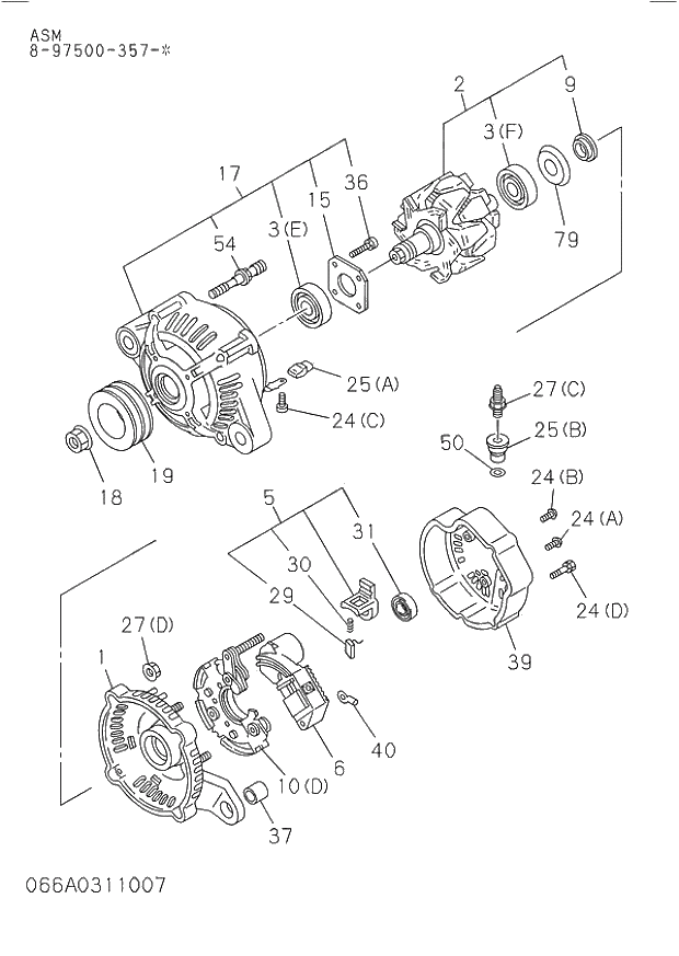 Схема запчастей Hitachi ZW250 - 066_GENERATOR (200508-). 066_GENERATOR (200508-).