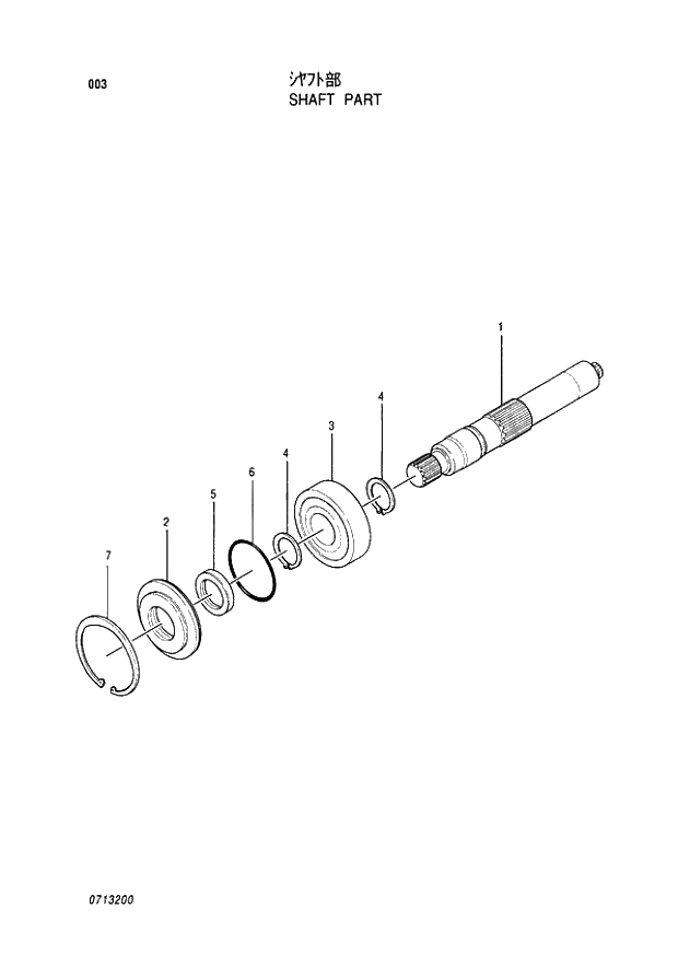 Схема запчастей Hitachi EX60-5 - 003 SHAFT PART (050001 -). 01 PUMP