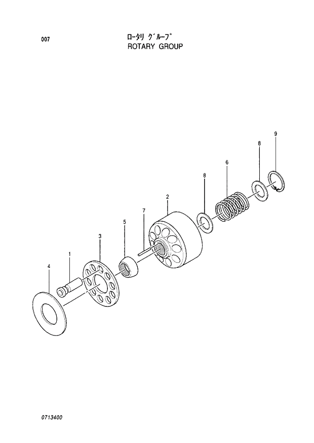 Схема запчастей Hitachi EX60-5 - 007 ROTARY GROUP (050001 -). 01 PUMP