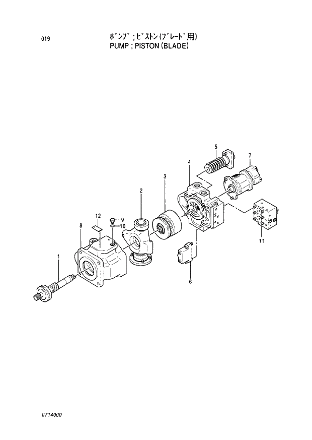 Схема запчастей Hitachi EX60LC-5 - 019 PISTON PUMP (WITH BLADE) (050001 -). 01 PUMP