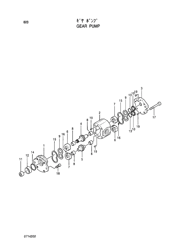 Схема запчастей Hitachi EX60-5 - 023 GEAR PUMP (050001 -). 01 PUMP