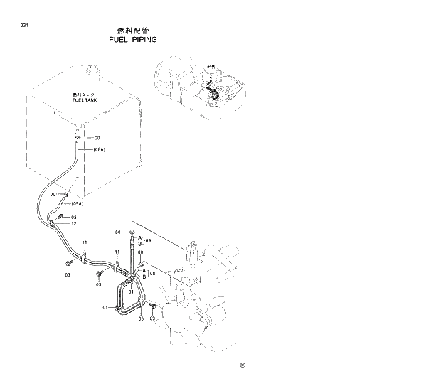 Схема запчастей Hitachi EX200LC-5 - 031 FUEL PIPINGS 01 UPPERSTRUCTURE