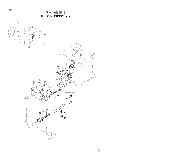 Схема запчастей Hitachi EX210LCH-5 - 051 RETURN PIPINGS (1) 01 UPPERSTRUCTURE